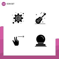 Editable Vector Line Pack of 4 Simple Solid Glyphs of development gesture process usa glass stand Editable Vector Design Elements