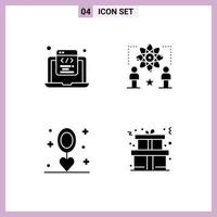 Modern Set of 4 Solid Glyphs Pictograph of coding atom programming physics event Editable Vector Design Elements