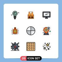 Universal Icon Symbols Group of 9 Modern Filledline Flat Colors of fund money repair bag imac Editable Vector Design Elements