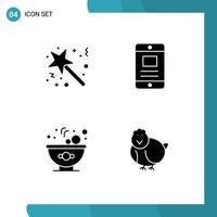 4 Creative Icons Modern Signs and Symbols of magic bowl surprise text salad Editable Vector Design Elements