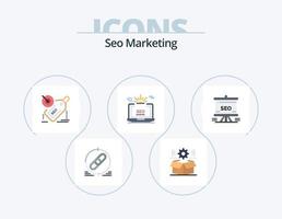 seo márketing plano icono paquete 5 5 icono diseño. ajuste. SEO engranaje. promoción. objetivo vector