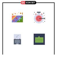 Universal Icon Symbols Group of 4 Modern Flat Icons of box device stopwatch goal laptop Editable Vector Design Elements