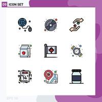 9 Filledline Flat Color concept for Websites Mobile and Apps canada flag hands bottle juice Editable Vector Design Elements