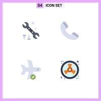 Set of 4 Commercial Flat Icons pack for wrench transport call check eco Editable Vector Design Elements