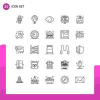 25 User Interface Line Pack of modern Signs and Symbols of love cake party face edit tool tool Editable Vector Design Elements