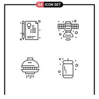 4 User Interface Line Pack of modern Signs and Symbols of certificate space seal satellite spacecraft Editable Vector Design Elements