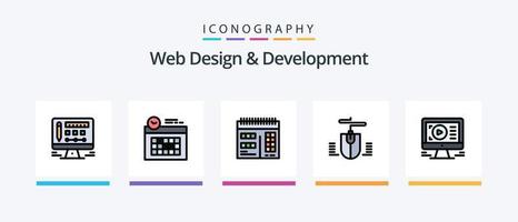 web diseño y desarrollo línea lleno 5 5 icono paquete incluso monitor. diseño . diseño. solicitud . diseño. creativo íconos diseño vector