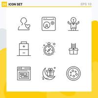 Universal Icon Symbols Group of 9 Modern Outlines of logistics electric business charging potential Editable Vector Design Elements