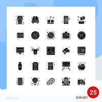 Pack of 25 Modern Solid Glyphs Signs and Symbols for Web Print Media such as account online banking slash internet banking drink Editable Vector Design Elements