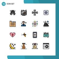 Set of 16 Vector Flat Color Filled Lines on Grid for theme tab management maximize app Editable Creative Vector Design Elements