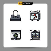 Universal Icon Symbols Group of 4 Modern Filledline Flat Colors of bag search love tv pack Editable Vector Design Elements