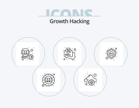 Hacking Line Icon Pack 5 Icon Design. router. lost. message. internet. website vector