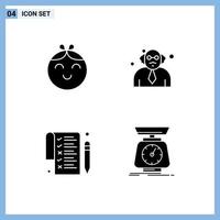 Pack of Modern Solid Glyphs Signs and Symbols for Web Print Media such as baby implementation school list scale Editable Vector Design Elements