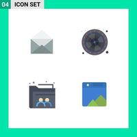 4 Universal Flat Icons Set for Web and Mobile Applications email user open game folder Editable Vector Design Elements