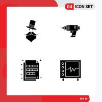 Mobile Interface Solid Glyph Set of Pictograms of moustache electronics santa clause power extension Editable Vector Design Elements