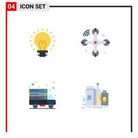 Pack of 4 creative Flat Icons of bulb online light drone web server Editable Vector Design Elements