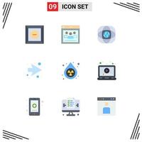 Modern Set of 9 Flat Colors Pictograph of environment clean connection right arrow Editable Vector Design Elements