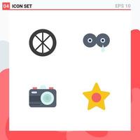 User Interface Pack of 4 Basic Flat Icons of decoration camera interior feeding summer Editable Vector Design Elements