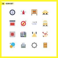 Flat Color Pack of 16 Universal Symbols of error travel direction car signaling Editable Pack of Creative Vector Design Elements