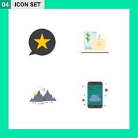 4 Universal Flat Icons Set for Web and Mobile Applications bubble healthy multimedia diet hill Editable Vector Design Elements