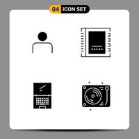 Modern Set of 4 Solid Glyphs and symbols such as instagram list sets book monitor Editable Vector Design Elements