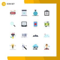 Universal Icon Symbols Group of 16 Modern Flat Colors of computing view timer search todo Editable Pack of Creative Vector Design Elements