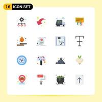 16 Universal Flat Colors Set for Web and Mobile Applications water droop life radio router Editable Pack of Creative Vector Design Elements