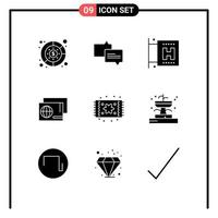 pictograma conjunto de 9 9 sencillo sólido glifos de hogar vivo mobiliario viaje alfombra pasaporte editable vector diseño elementos