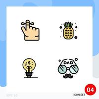 User Interface Pack of 4 Basic Filledline Flat Colors of finger idea food fintech innovation dad Editable Vector Design Elements