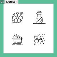 User Interface Pack of 4 Basic Filledline Flat Colors of ball cards game tube finance Editable Vector Design Elements