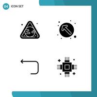 Pictogram Set of 4 Simple Solid Glyphs of earth loop waste pointer back Editable Vector Design Elements