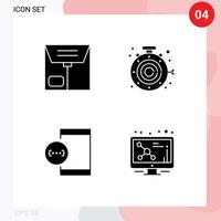 Pictogram Set of 4 Simple Solid Glyphs of commerce develop stopwatch goal device Editable Vector Design Elements