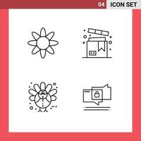 4 Thematic Vector Filledline Flat Colors and Editable Symbols of flower holiday box shopping turkey Editable Vector Design Elements