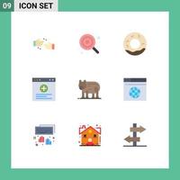 9 User Interface Flat Color Pack of modern Signs and Symbols of polar animal lollipop website browser Editable Vector Design Elements