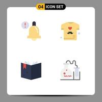 User Interface Pack of 4 Basic Flat Icons of alarm knowledge dad shirt flask Editable Vector Design Elements