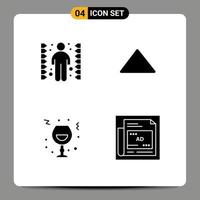 Modern Set of 4 Solid Glyphs and symbols such as challenge glass task play night Editable Vector Design Elements