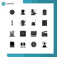 conjunto de dieciséis moderno ui íconos símbolos señales para teléfono prescripción libros papel documento editable vector diseño elementos