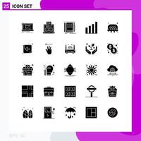 Set of 25 Modern UI Icons Symbols Signs for signal analytic notebook sketching notepad Editable Vector Design Elements