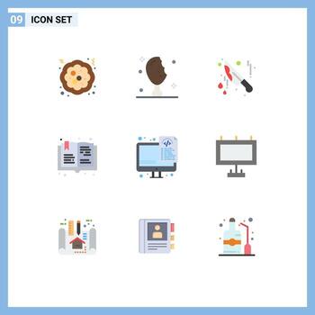 paquete de 9 9 creativo plano colores de programación codificación sangriento pasatiempo leer editable vector diseño elementos