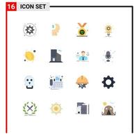 Pack of 16 creative Flat Colors of light idea profile develop ireland Editable Pack of Creative Vector Design Elements