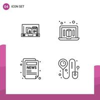 Set of 4 Modern UI Icons Symbols Signs for presentation booking briefcase article online Editable Vector Design Elements