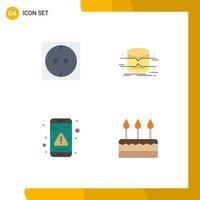 Editable Vector Line Pack of 4 Simple Flat Icons of electric interaction data monitoring message Editable Vector Design Elements