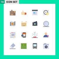 User Interface Pack of 16 Basic Flat Colors of business management hand user content Editable Pack of Creative Vector Design Elements