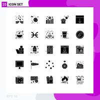 Modern Set of 25 Solid Glyphs Pictograph of interface arrange increase search construction Editable Vector Design Elements