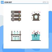 Modern Set of 4 Flat Icons Pictograph of database goods hosting home supermarket Editable Vector Design Elements