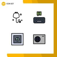 Group of 4 Filledline Flat Colors Signs and Symbols for check air keyboard finance outdoor Editable Vector Design Elements