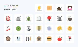 25 Food  Drinks Flat color icon pack vector