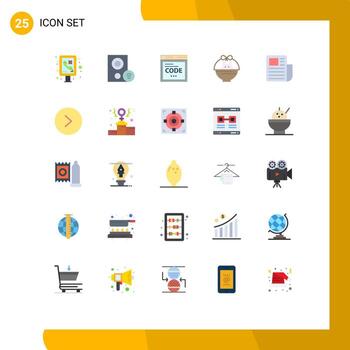 usuario interfaz paquete de 25 básico plano colores de documento bebé señal carro codificación editable vector diseño elementos