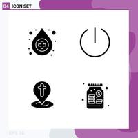 Solid Glyph Pack of 4 Universal Symbols of antidote pin off location money Editable Vector Design Elements