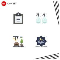 Group of 4 Flat Icons Signs and Symbols for checklist chandeliers earplugs silver eid Editable Vector Design Elements